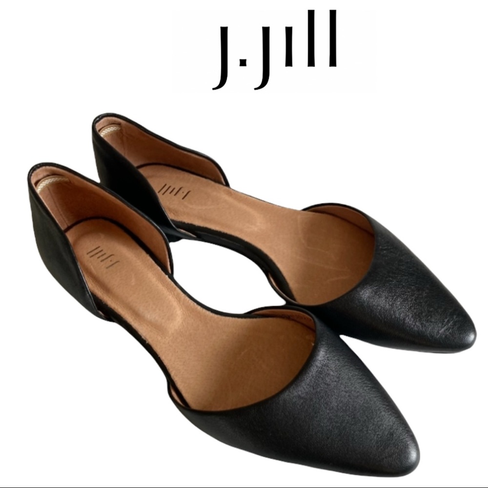 NEW NWOT J. Jill D'Orsay Flats Women 9 Pointed Toe Black Leather Business Casual